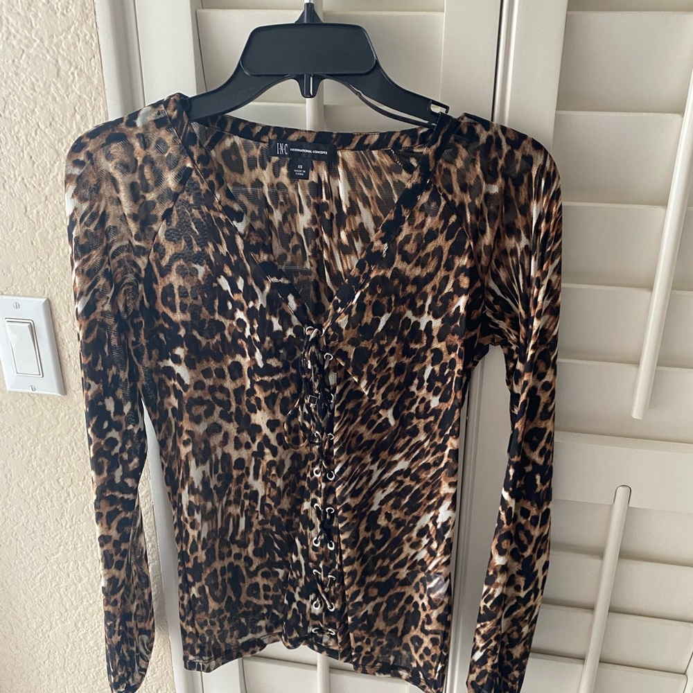Animal Print Sheer Top